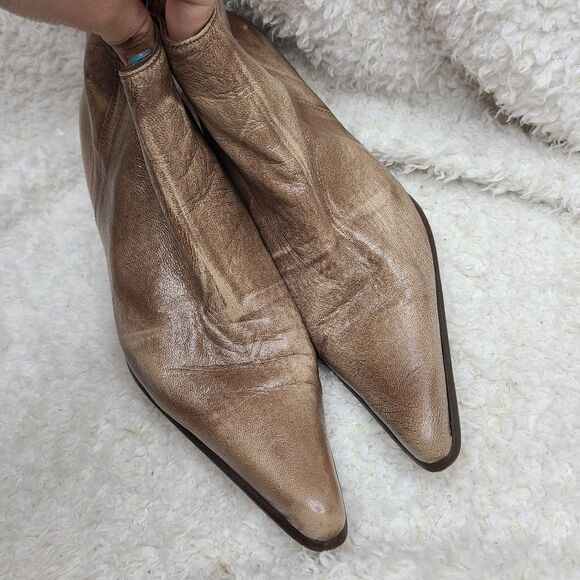 Navid O Nadia Vintage Tan Leather Pointed Toe Ankle Boots sz 39 - Picture 4 of 10